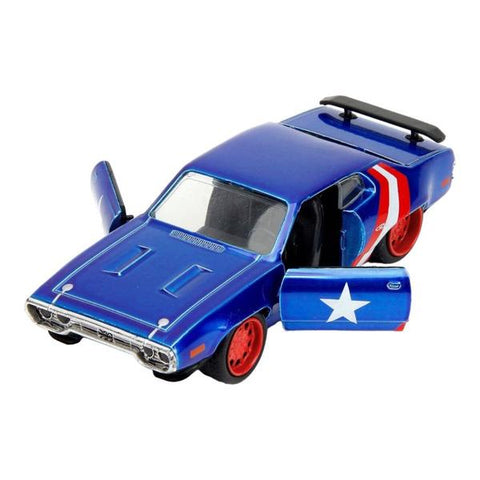 Image of Marvel Comics - 1972 Plymouth GTX with Captain America 1:32 Scale Diecast Figure