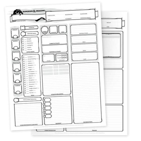 D And D Character Sheets