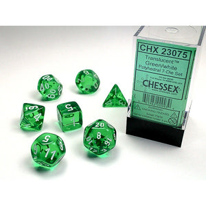 Chessex Polyhedral 7-Die Set Translucent Green/White