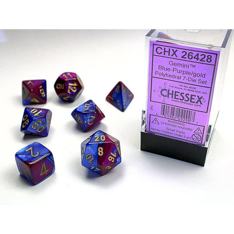 Chessex Polyhedral 7-Die Set Gemini Blue-Purple/Gold