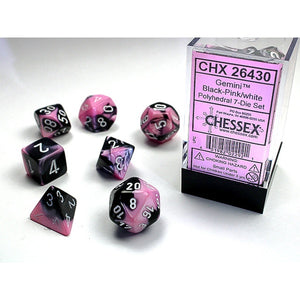 Chessex Polyhedral 7-Die Set Gemini Black-Pink/White