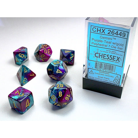Chessex Polyhedral 7-Die Set Gemini Purple-Teal/Gold