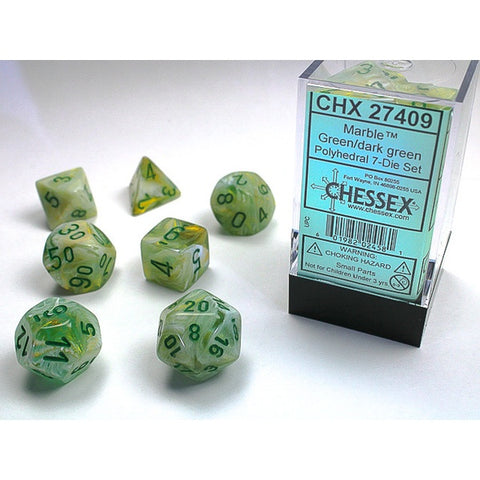 Chessex Polyhedral 7-Die Set Marble Green/Dark Green