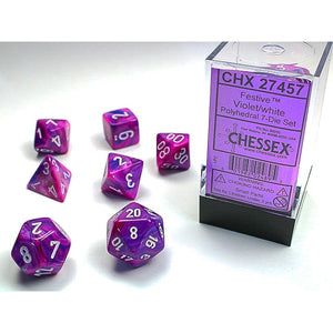 Chessex Polyhedral 7-Die Set Festive Violet/White