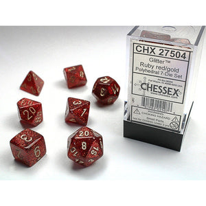 Chessex Polyhedral 7-Die Set Glitter Ruby/Gold