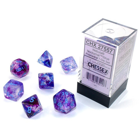 Chessex Polyhedral 7-Die Set Nebula Nocturnal/Blue w/Luminary