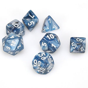 Dice - Chessex Lustrous Polyhedral Slate/White (7 Dice in Display)