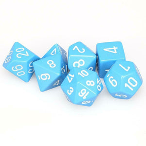 Dice - Chessex Opaque Polyhedral Light Blue/White (7 Dice in Display)