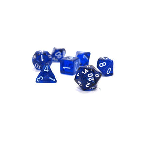Dice - Chessex Translucent Polyhedral Blue/White (7 Dice in Display)