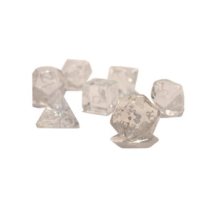 Dice - Chessex Translucent Polyhedral Clear/White (7 Dice in Display)