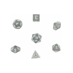 Dice - Chessex Frosted Frosted Polyhedral Smoke/white 7-Die Set