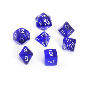 Dice - Chessex Translucent Polyhedral Blue/White 7-Die Set