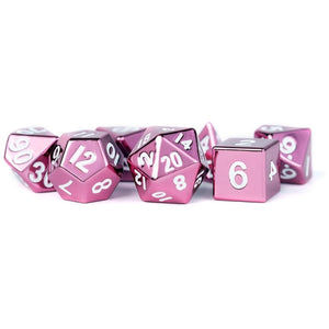 MDG Metal Polyhedral Dice Set - Pink Painted